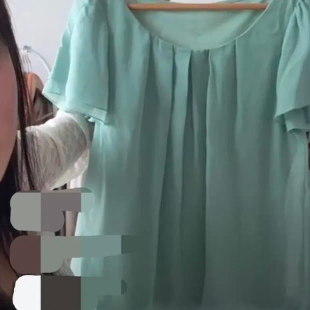 하니유 빈티지 모리걸 초록 반팔 블라우스