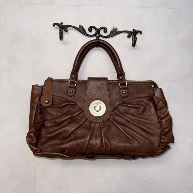 MOSCHINO leather shirring ruffle 숄더백