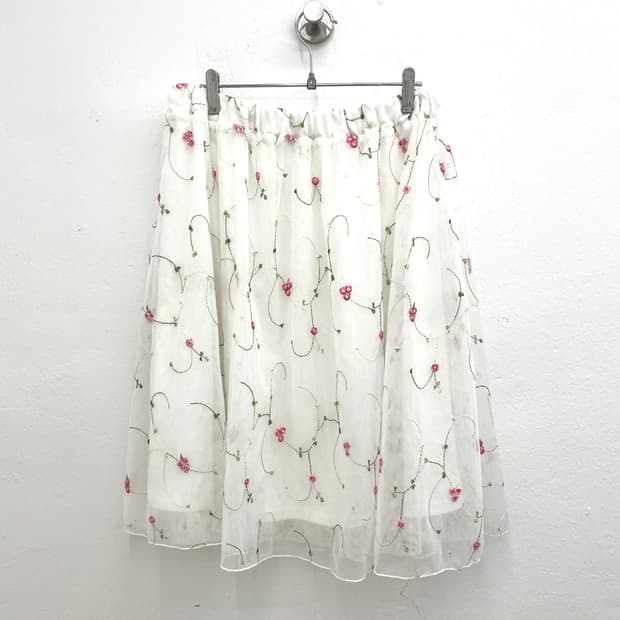 sheer floral embroidered skirt
