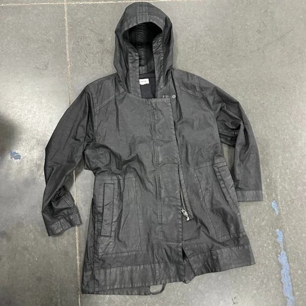 헬무트 랭 코팅 캔버스 비대칭 후드 자켓