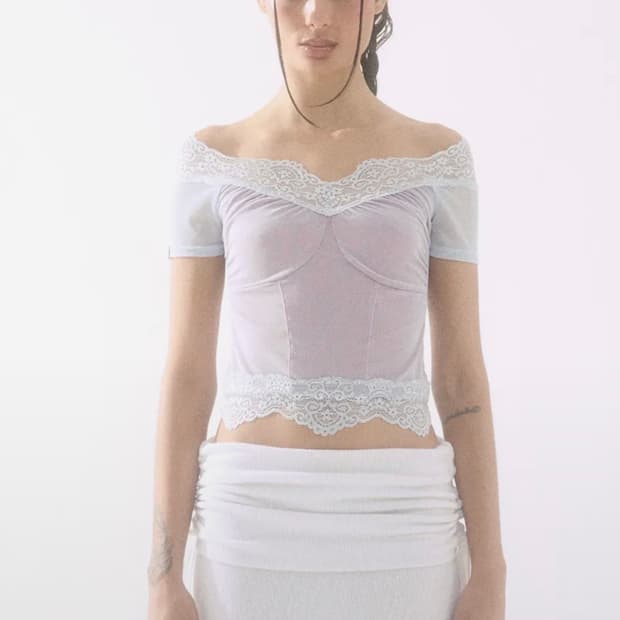 BADEE Off Shoulder Sheer Top S