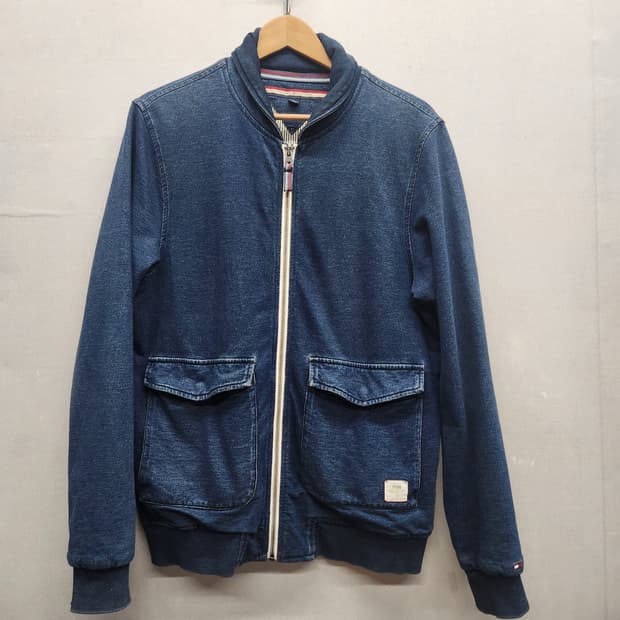 타미힐피거 데님 코튼 블루종 자켓 L