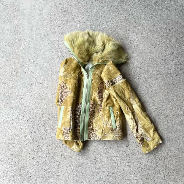 Fox patchwork shearling jacket