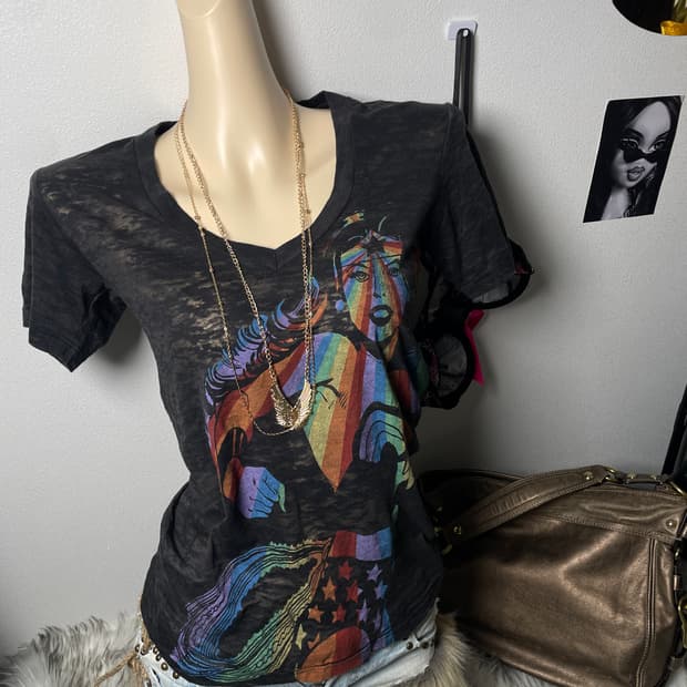 빈티지 펑크 y2k 시스루 반팔 티셔츠 