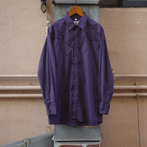80s 90s 빈티지 애로우 요크 퍼플 웨스턴 셔츠