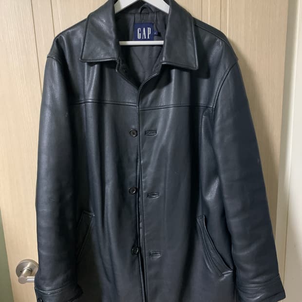 올드 갭 레더 가죽 카 코트 L
