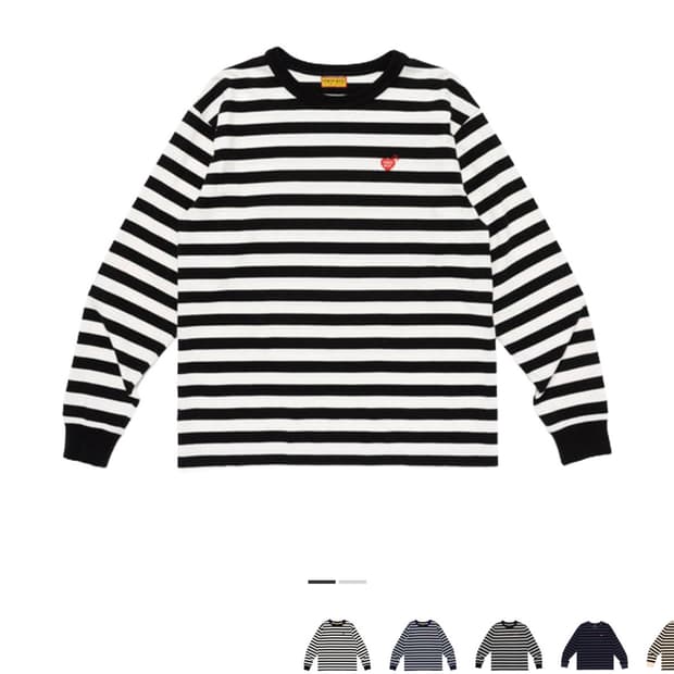 휴먼메이드 스트라이프 롱슬리브 티셔츠 화이트