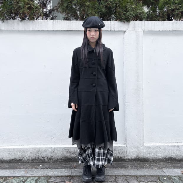 빈티지 라운드 카라 울 코트