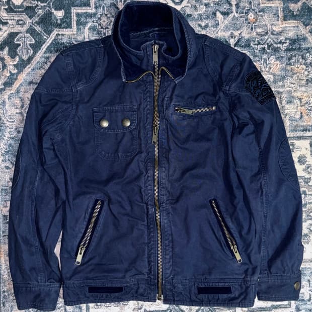 Onirai japan y2k 빈티지 더블 집업 워크 자켓 (데드스탁)