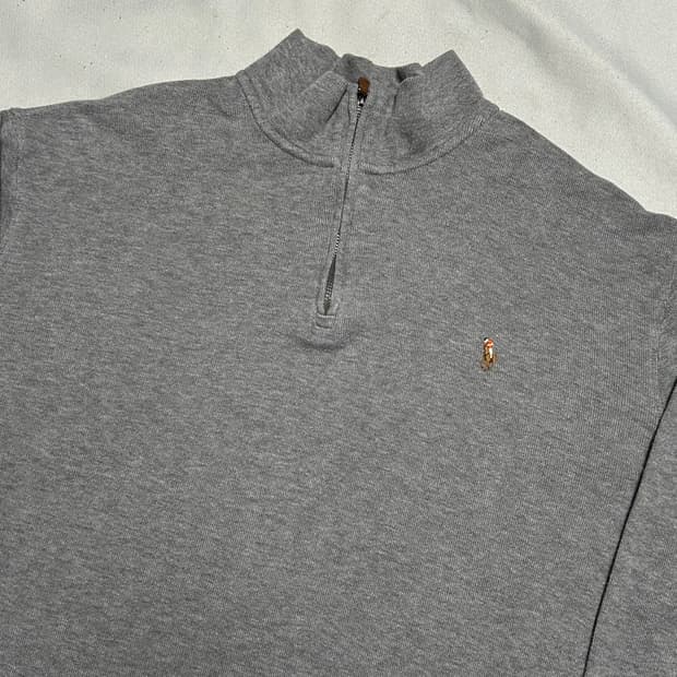 L 폴로랄프로렌 그레이 코튼 반집업 니트