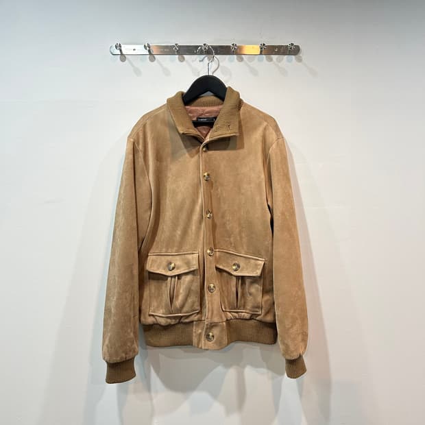 카멜 스웨이드 봄버 자켓