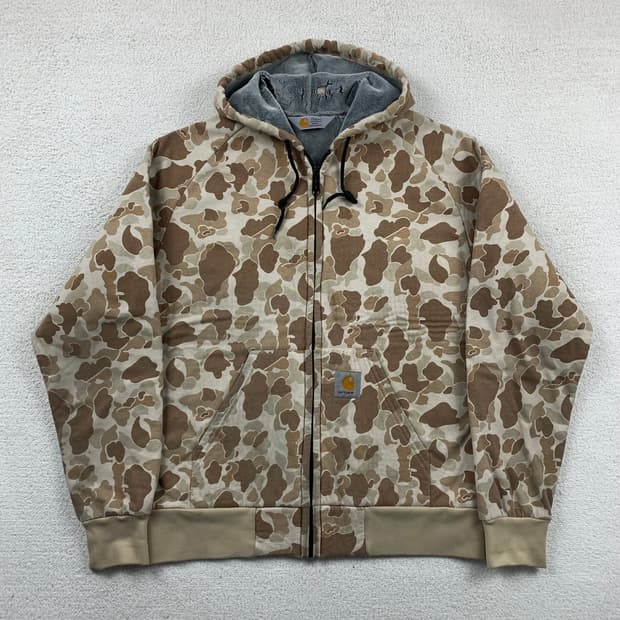 칼하트 WIP 데저트 카모 카럭스 써모 스웻 후드집업
