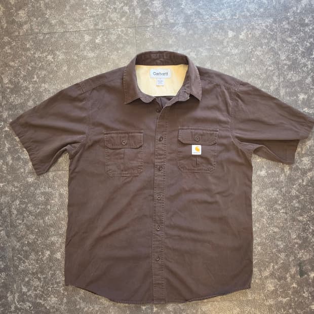 칼하트(Carhartt) 브라운 컬러 반팔 워크 셔츠 L