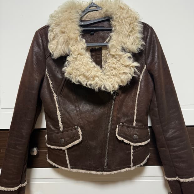 빈티지 브라운 레더 무스탕