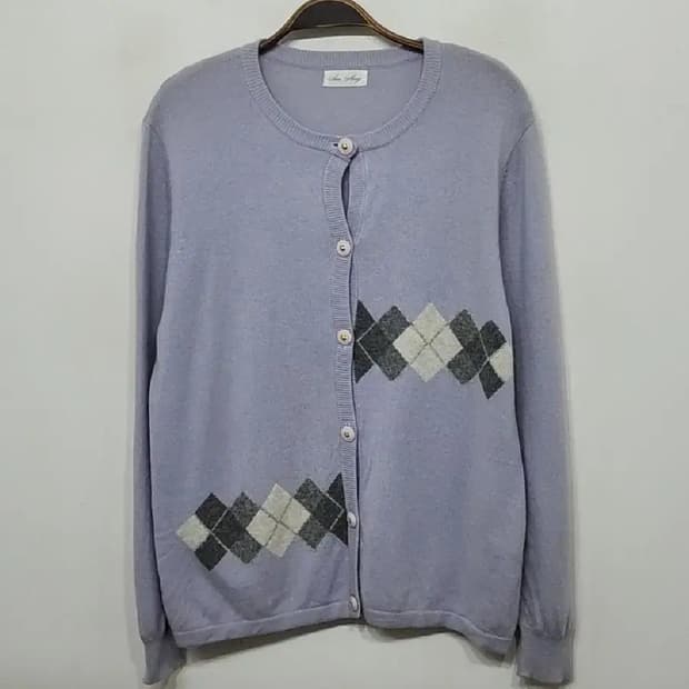 (L) 캐시미어 가디건 아가일 라운드 해외판 