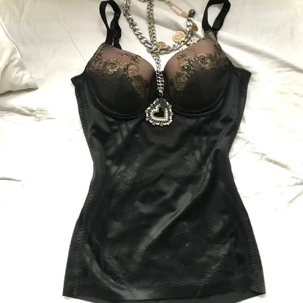 Black&Gold rose lace bra corset slip top