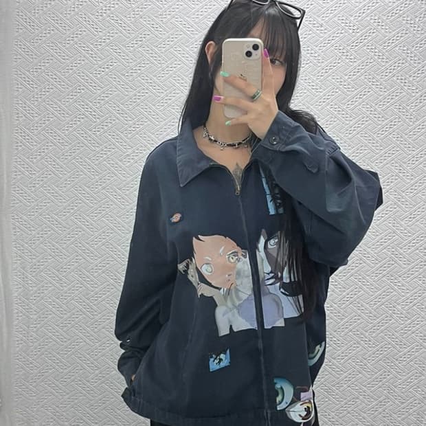 디키즈 희귀 올드스쿨 일본풍 키치 카툰 프린팅 자켓 2XL C07052