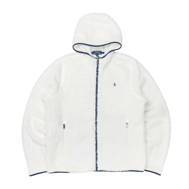 (XL 18-20) 폴로 랄프로렌 키즈 쉐르파플리스 후드집업 화이트
