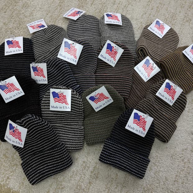 MADE U.S.A 니트 트위드 믹스 비니 모자