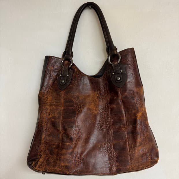 Vtg 리얼 레더 악어가죽 숄더백