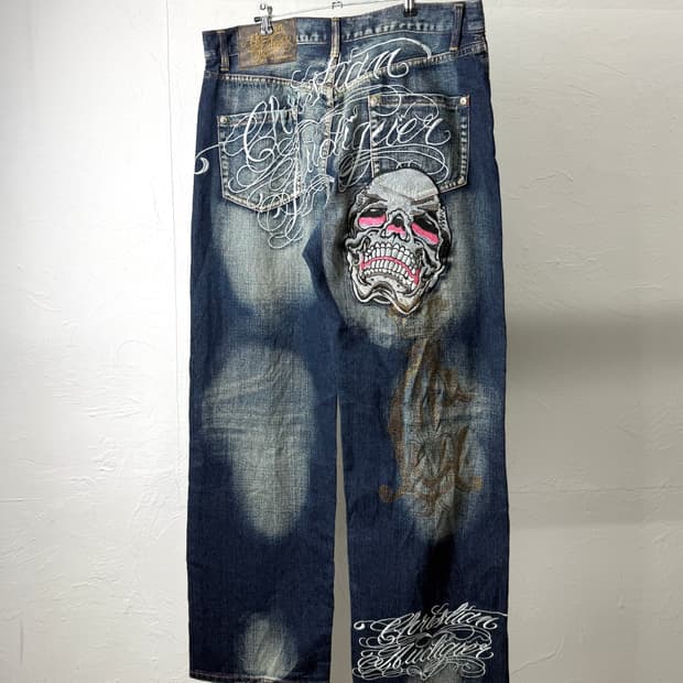 크리스찬 오디저 스컬 데님 팬츠