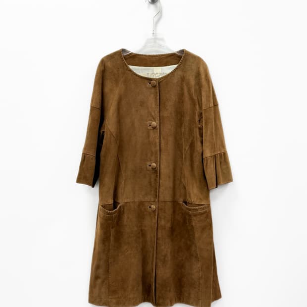 시모네타 라비짜 스웨이드 러플 코트