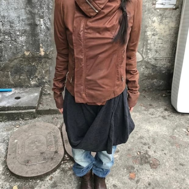 Rick Owens 2011 High Neck Leather Jacket