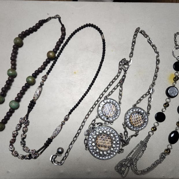 빈티지 독특한 목걸이와 화려한 벨트 4종 일괄