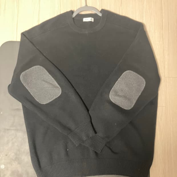 더니트컴퍼니 스토커즈 콜라보 엘보우 패치 니트 블랙 그레이 XL