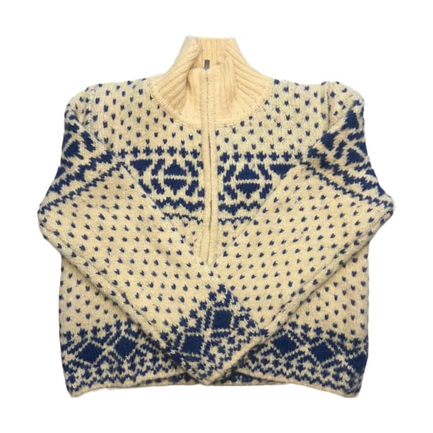 빈티지 패턴 도트 니트 집업