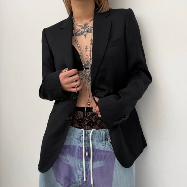 BOYCOTT 스트라이프 블레이저 