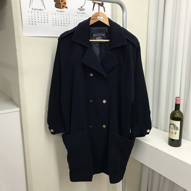 버버리 캐시미어 금장 더블 코트