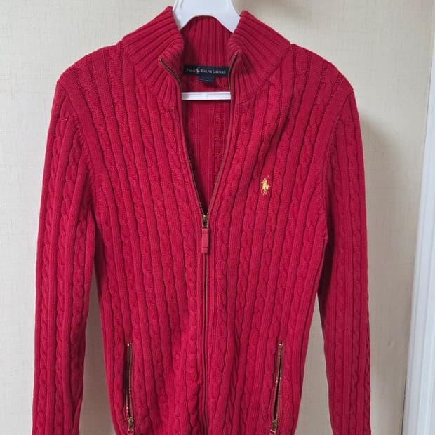 폴로 랄프로렌 레드 케이블 니트 집업