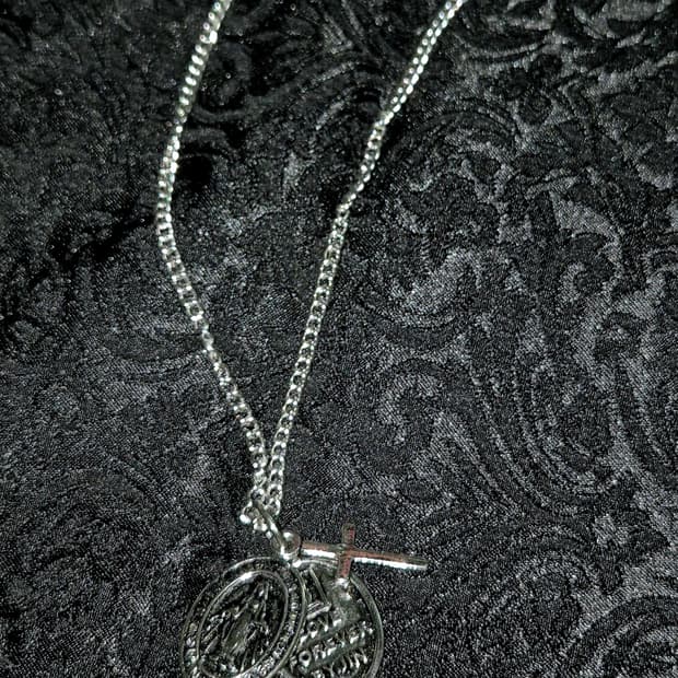 빈티지 고딕펑크 마리아 십자가 챰 실버 목걸이