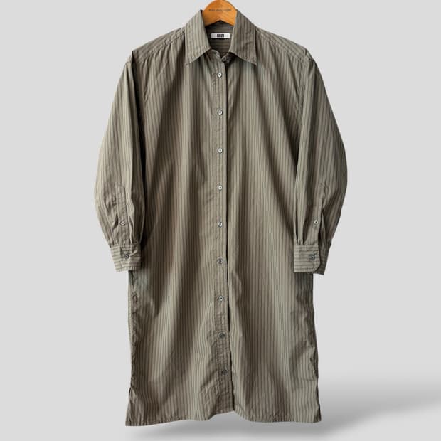 (여성S)유니클로U 스트라이프 셔츠 원피스