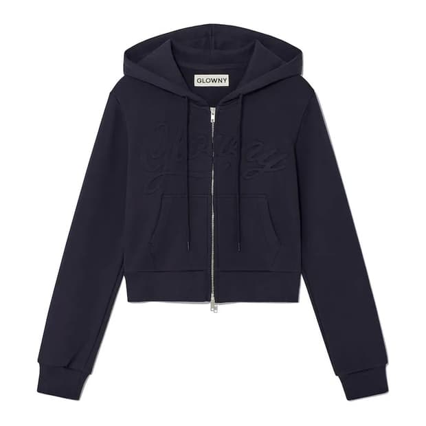 글로니 조던 크롭 후드 집업 네이비