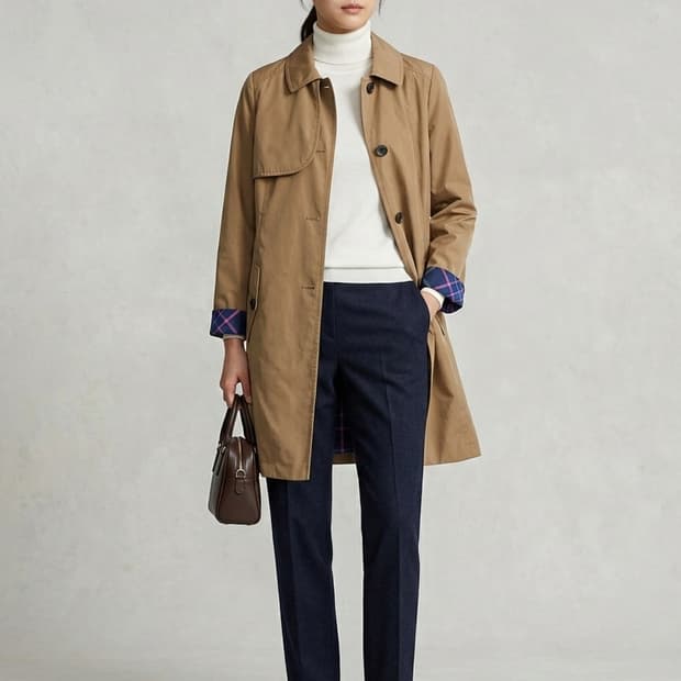 헤지스레이디스 싱글 트렌치코트 카멜 85 S | 간절기 코트 상태좋음