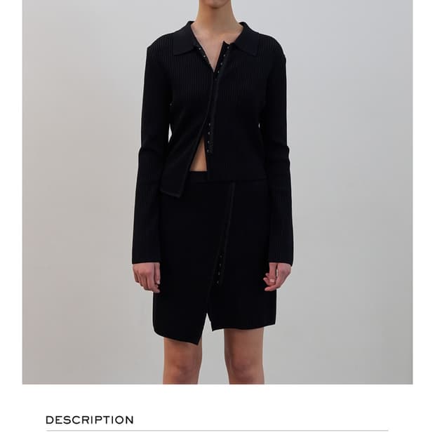 엘씨디씨 언발란스 니트 가디건 블랙