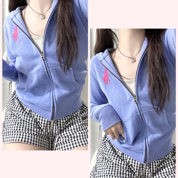 폴로 핑크포니 소라 후드집업