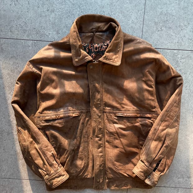 브라운 소가죽 봄버자켓