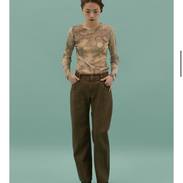 teak OLIVE LEATHER JEANS