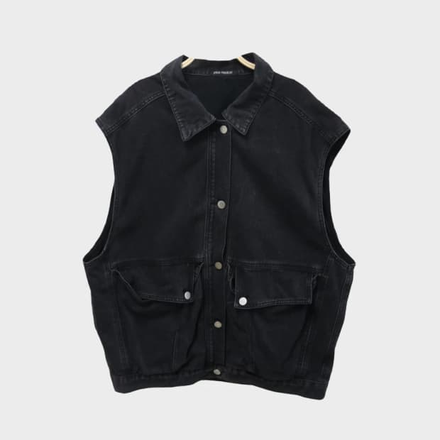 SPRAY 흑청 데님 베스트 61998