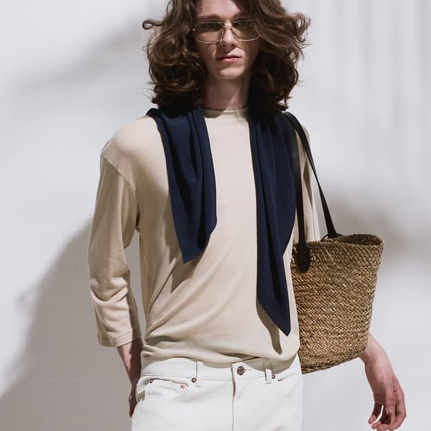 렉토 26SS 울 블렌드 루즈핏 탑 7부 티셔츠 라이트 베이지