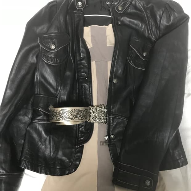 빈티지 이태리 양가죽 자켓 십자가 롱슬리브 벨트 펑크 y2k 라이더