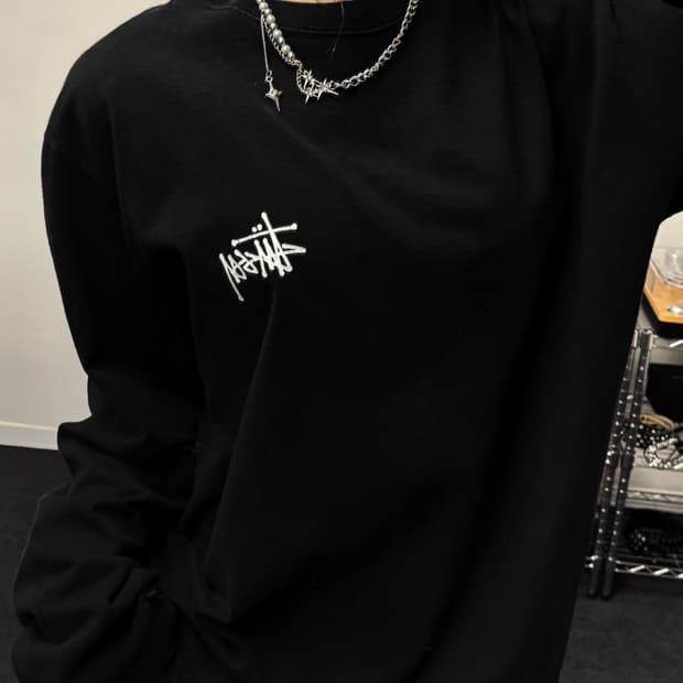 스투시 베이직 스탁로고 블랙 롱슬리브