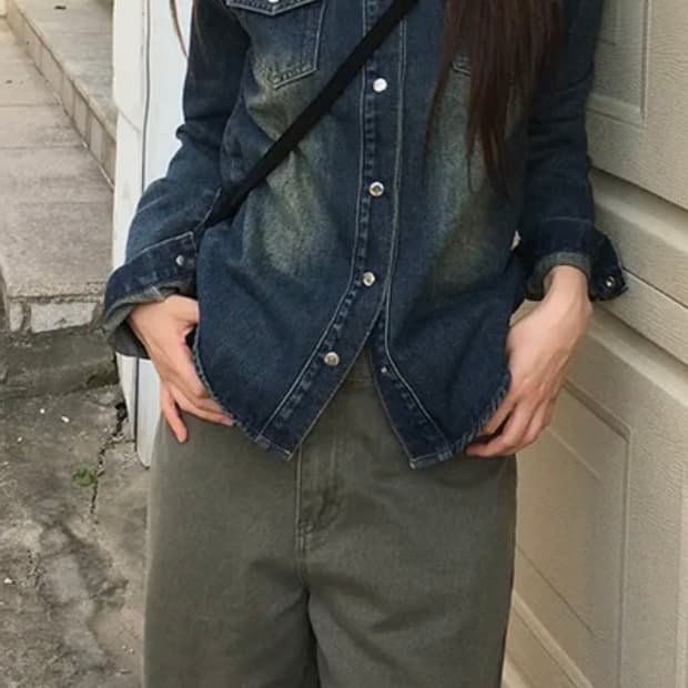 에이블리 슬림핏 청자켓 M