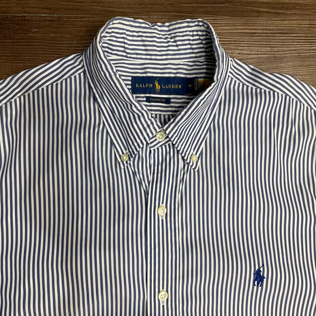 폴로 클래식핏 스트라이프 스트레치 포플린 셔츠