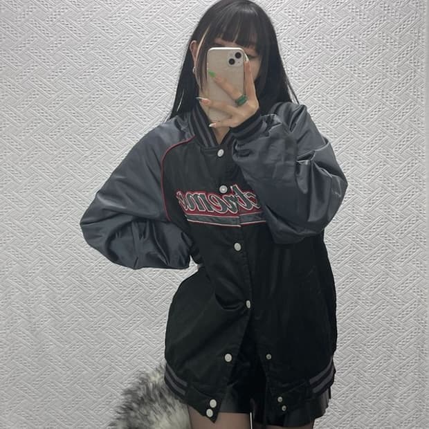 칼 카니 올드스쿨 레트로 빈티지 Y2K 바시티 자켓 L C09154