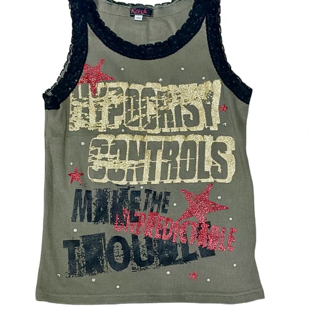 펑크st 카키 레이스 슬리브리스