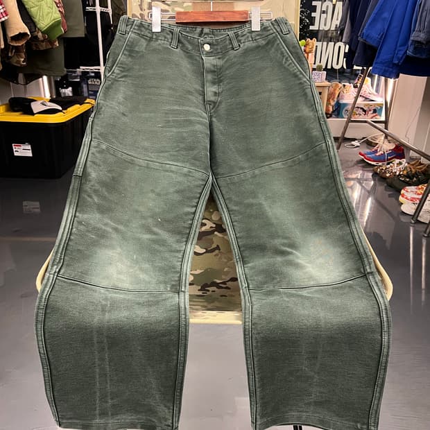 HARD FADED OLD MOLESKIN 더블니몰스킨모스그린워크팬츠